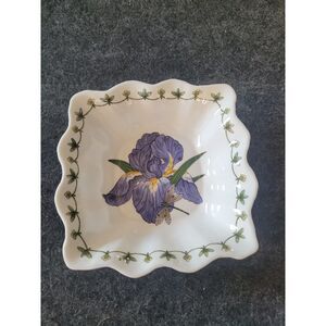 QUEENS Rosina Bone China BLUE IRIS Dragonfly - Square RELISH TRINKET DISH